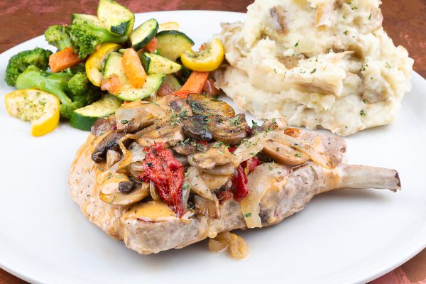 Sicilian Grilled Tomahawk Pork Chop